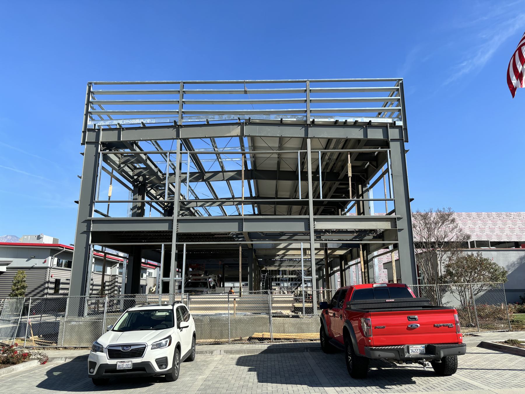 Multi-story steel framework under construction